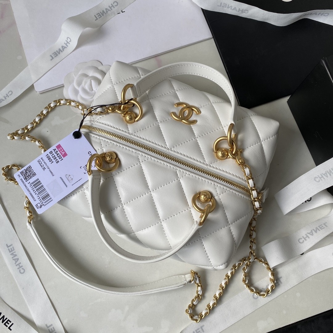 Chanel 23A Premium Handmade Sheepskin Portable Lunch Box Bag AS4201,TOp Quality