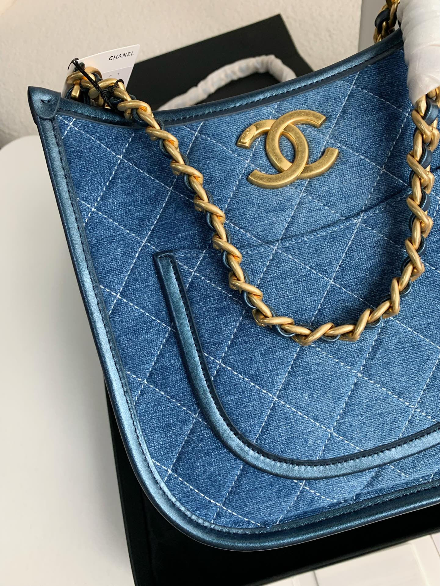 Chanel Denim Hobo pocket straggler shoulder bag
