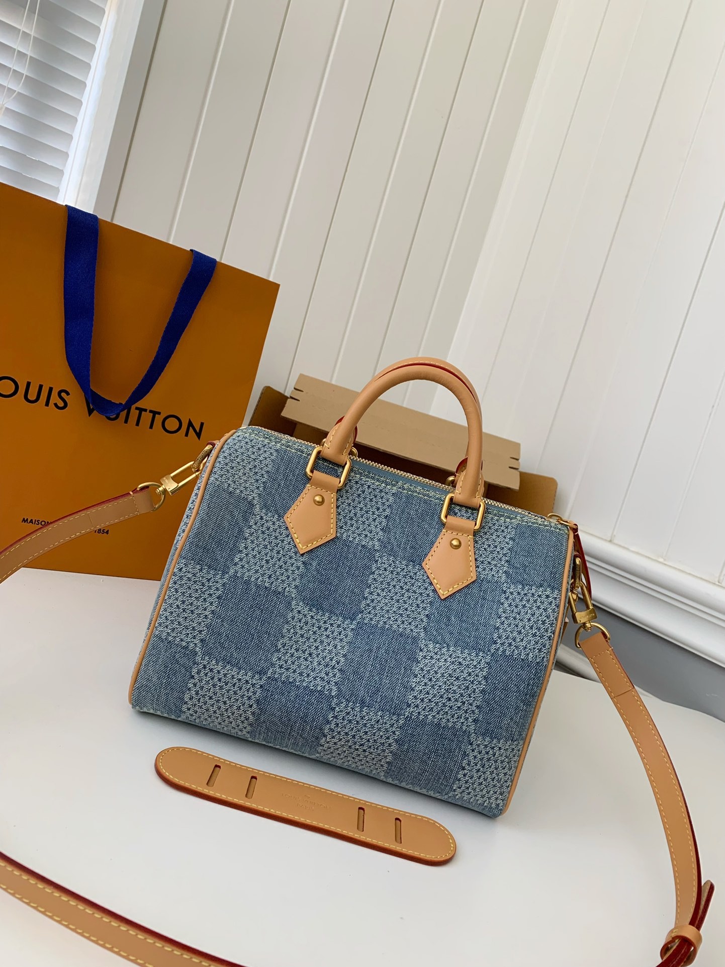 【#3351】 Louis Vuitton The new SPEEDY 25bandouli ère tannin denim handba9 N40700 Size: 25*15*15cm