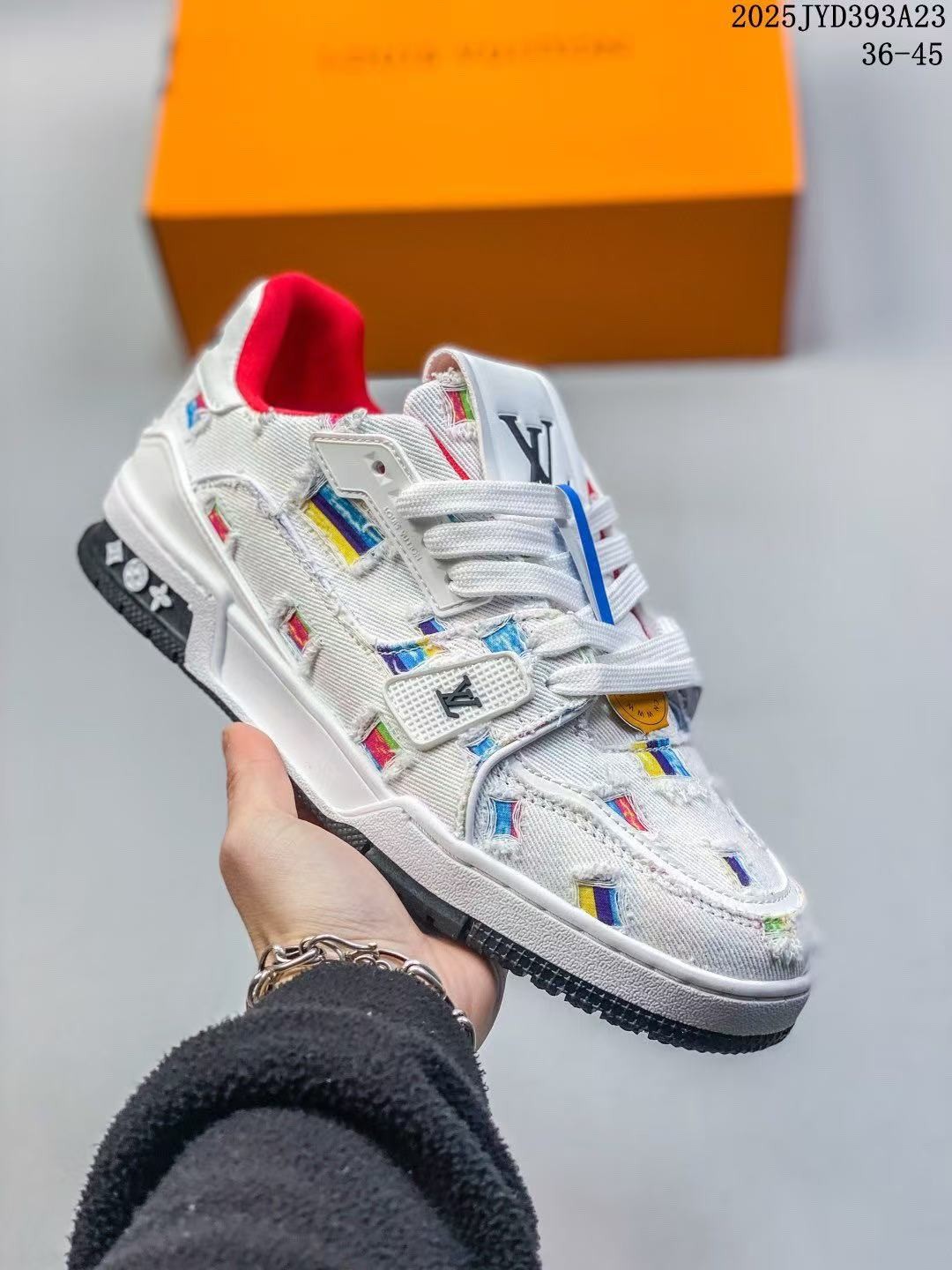 【#4451】 Louis Vuitton traniner canvasprinted colorful denim embroidered shoes