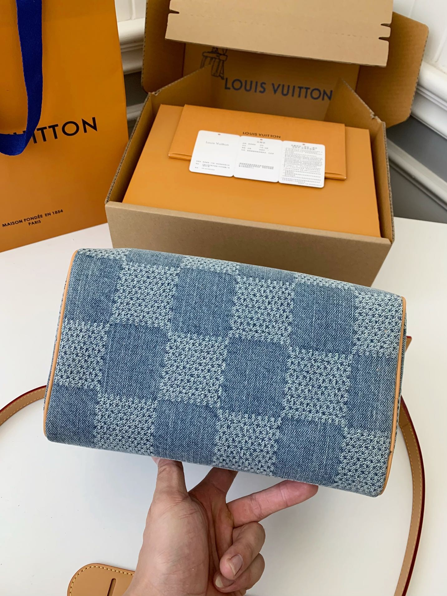 【#3351】 Louis Vuitton The new SPEEDY 25bandouli ère tannin denim handba9 N40700 Size: 25*15*15cm