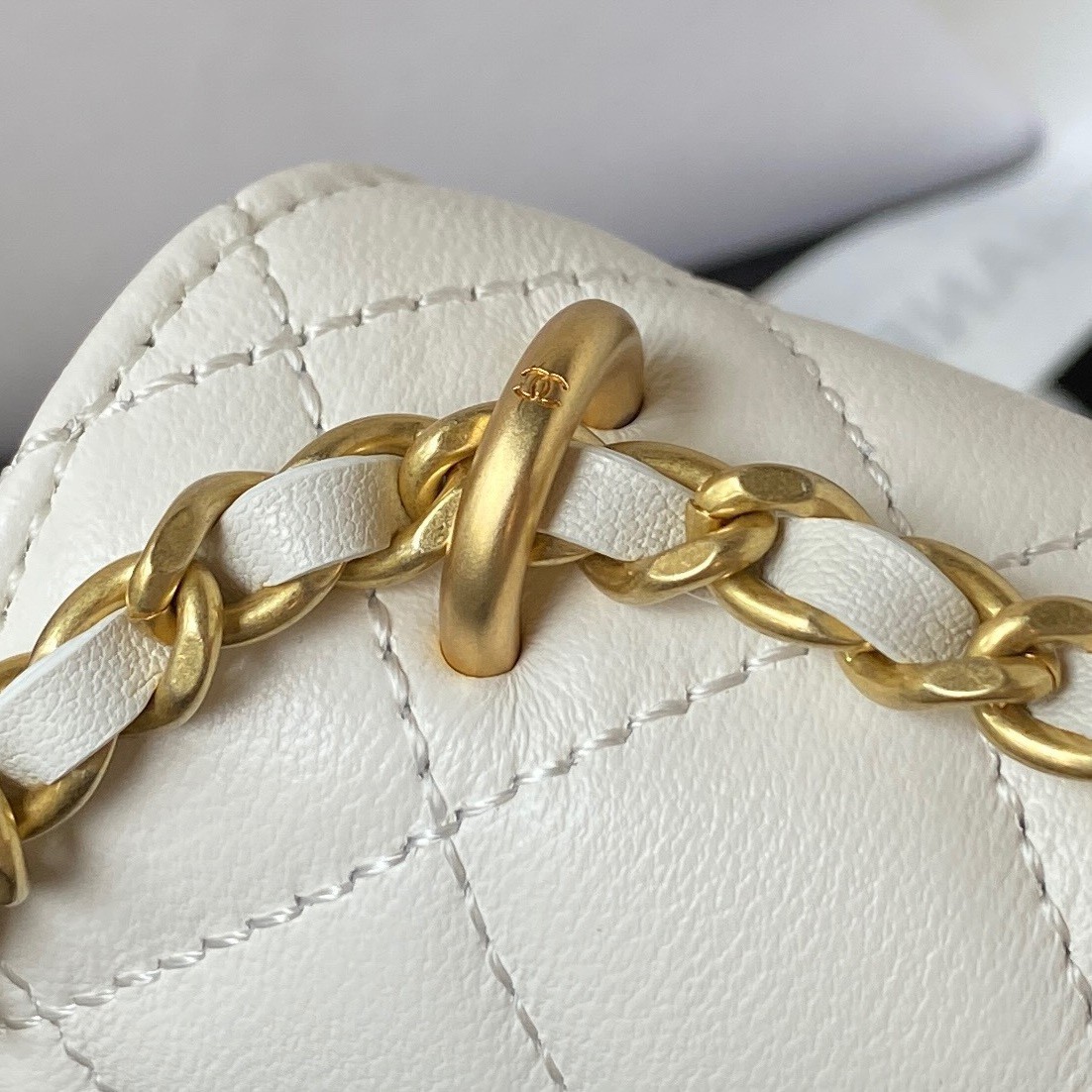 Chanel 23A Advanced Handicraft ShopSeries Black Gold Leather Chain Piercing Bag AP3373, Top Quality