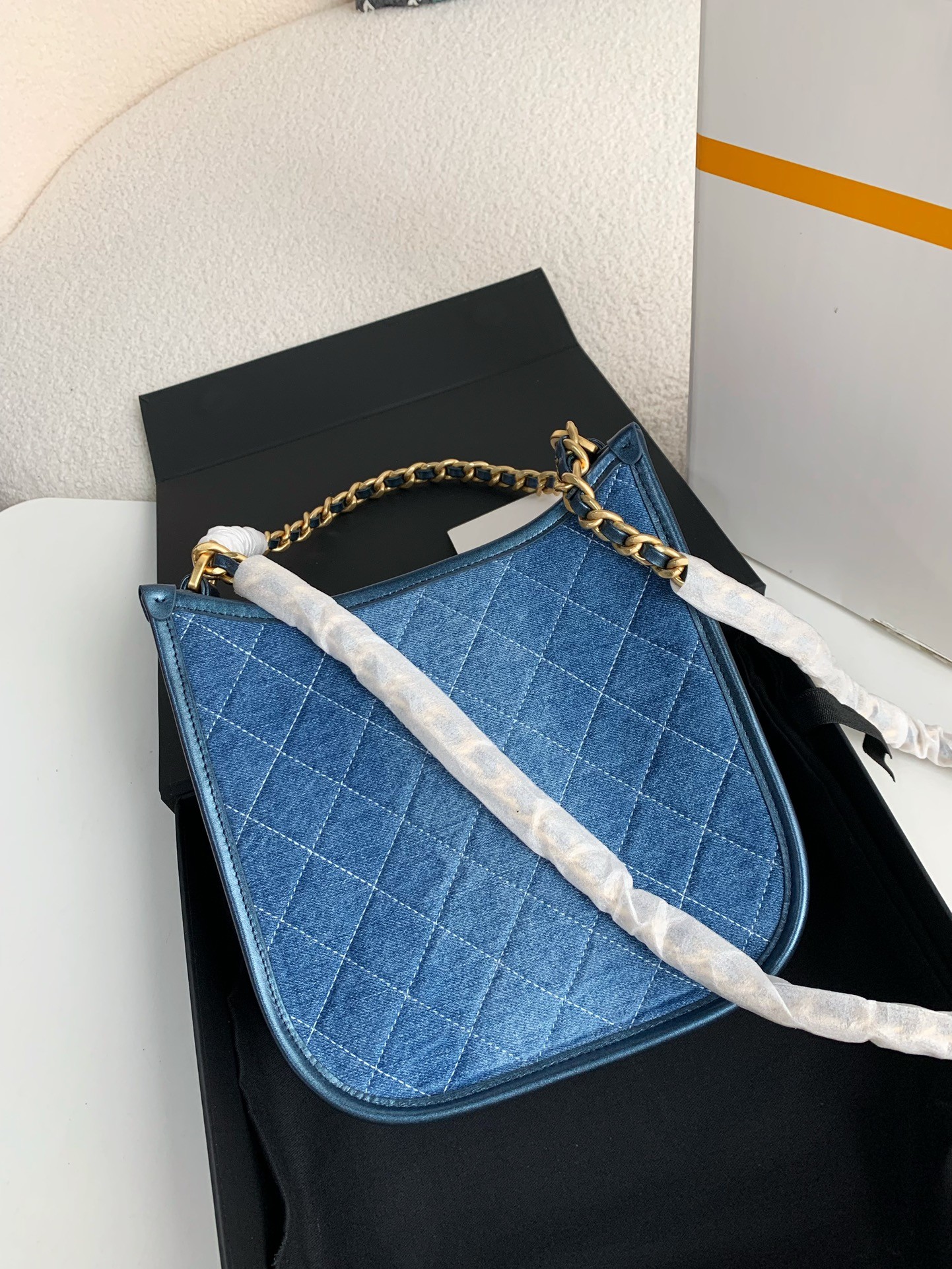 Chanel Denim Hobo pocket straggler shoulder bag