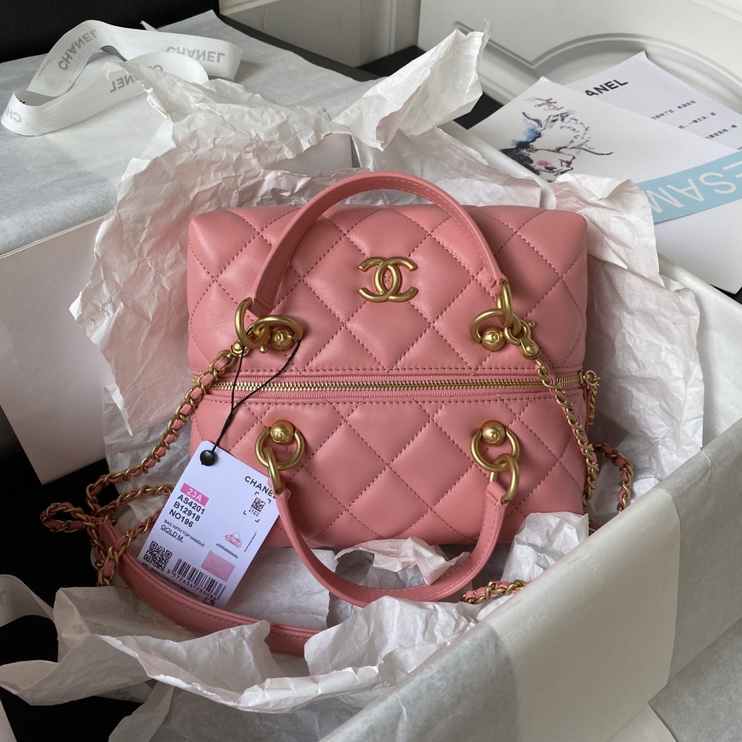 Chanel 23A Premium Handmade Sheepskin Portable Lunch Box Bag AS4201,TOp Quality