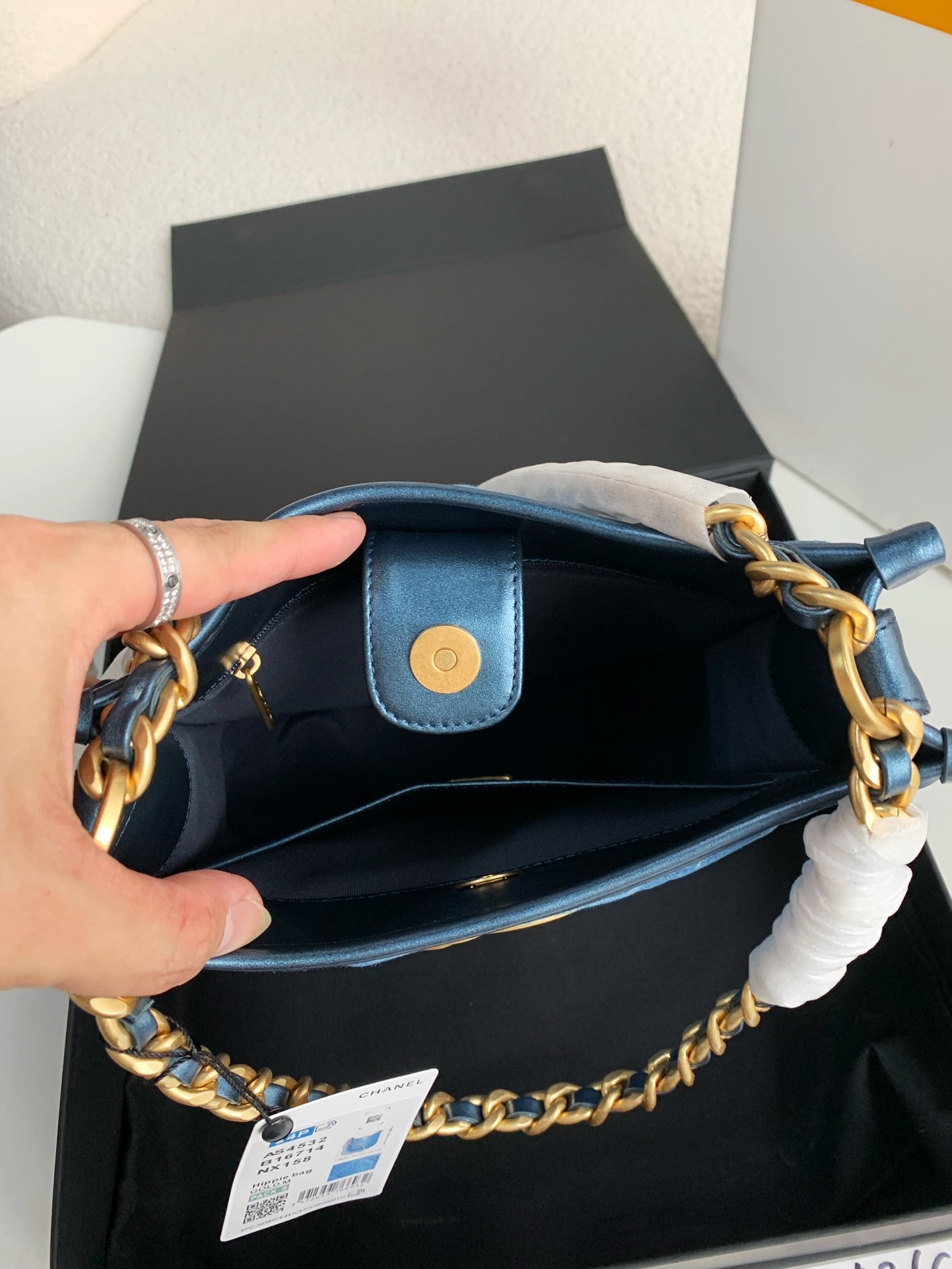 Chanel Denim Hobo pocket straggler shoulder bag