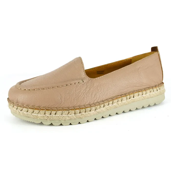 Dodoma : Ladies Leather Espadrille in Timber