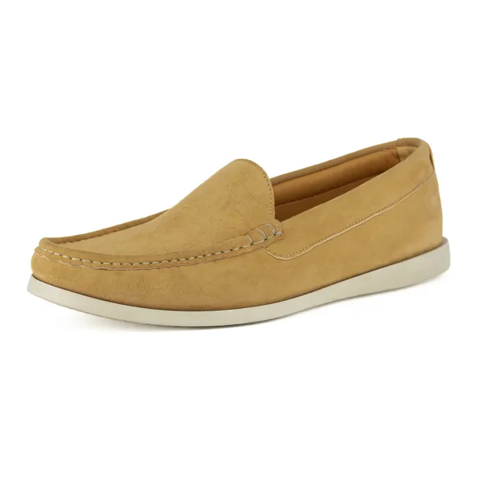 Kinshasa : Mens Leather Moccasin in Beige Madrid Velutto