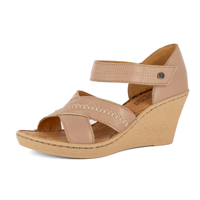 Tangier : Ladies Leather High-Heel Sandal in Timber