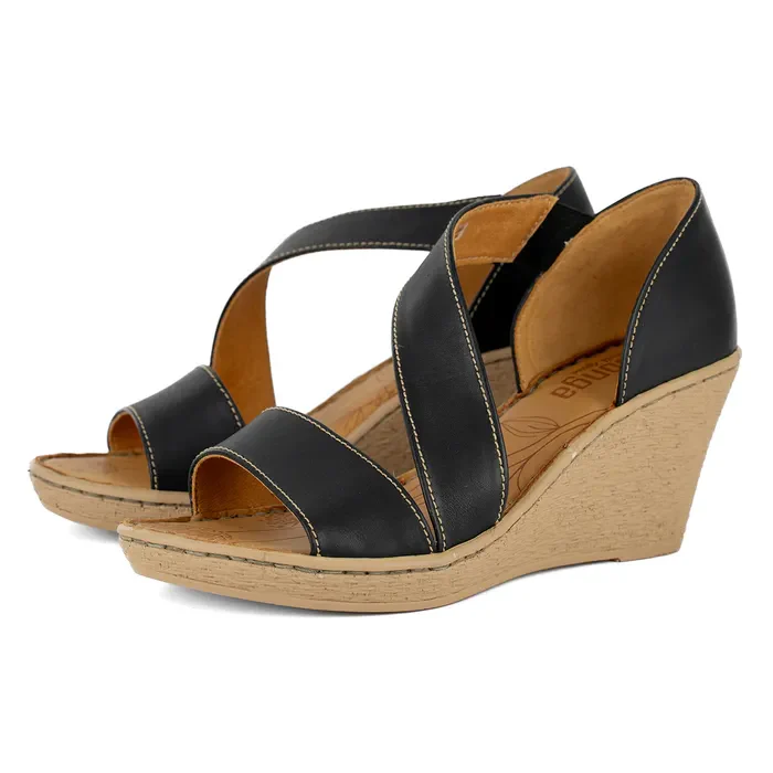 Nompempe : Ladies Leather High-Heel Sandal in Black