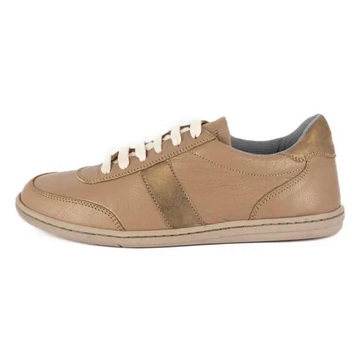 Kwaru : Ladies Leather Sneaker in Timber & Beige