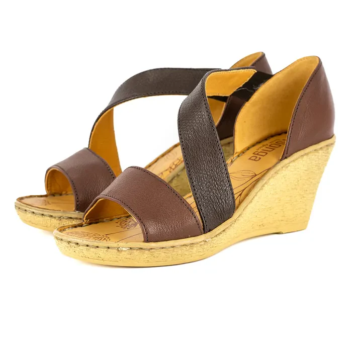 Nompempe : Ladies Leather High-Heel Sandal in Cafe & Brown