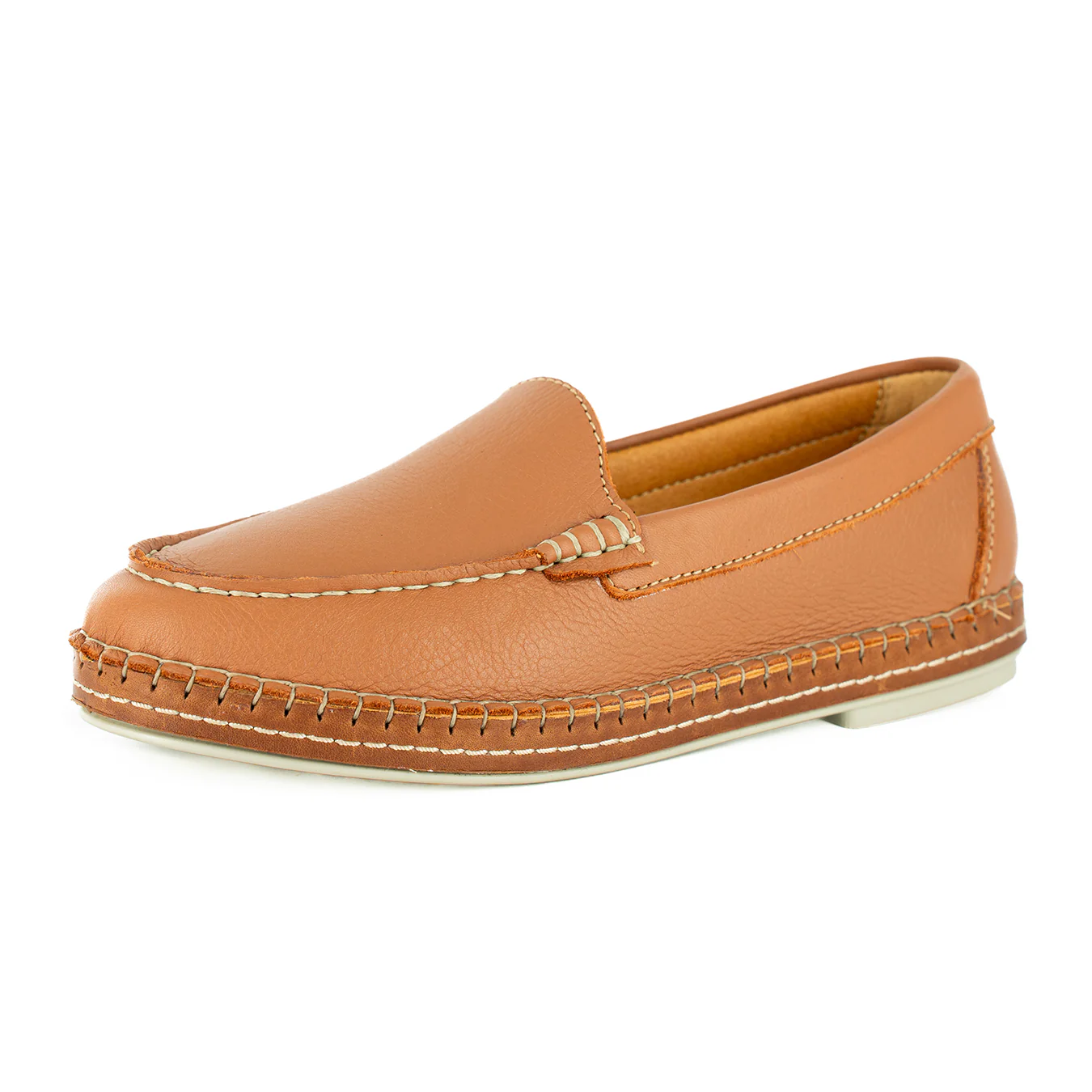 Sheshego : Ladies Leather Espadrille Shoe in Oak