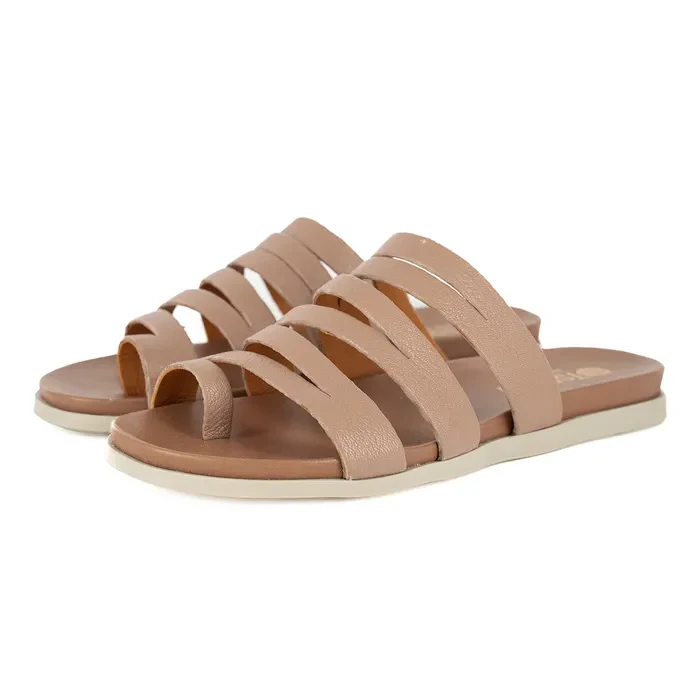 Abuye : Ladies Leather Sandal in Timber