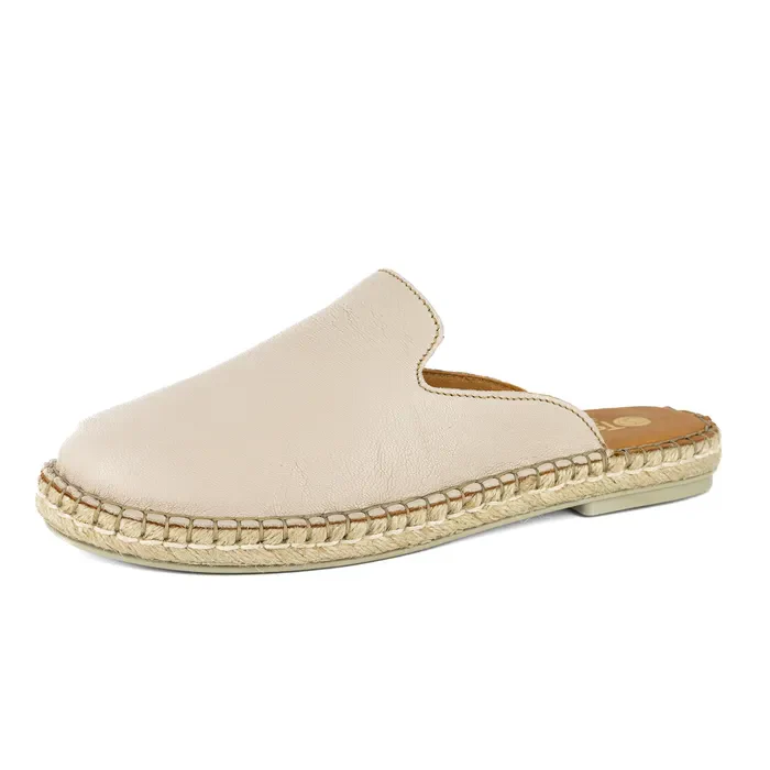 Ukubasa : Ladies Leather Slip-on Espadrille in Cream