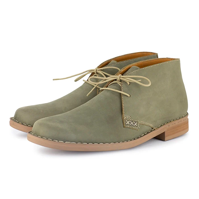 Ncenga : Mens Leather Desert Boot in Olive