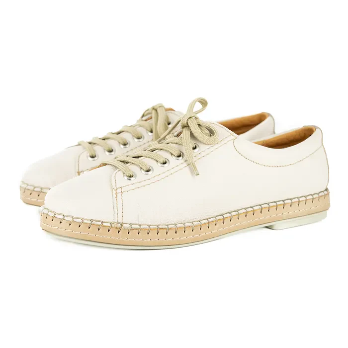 Naledi : Ladies Leather Sneaker in Cream
