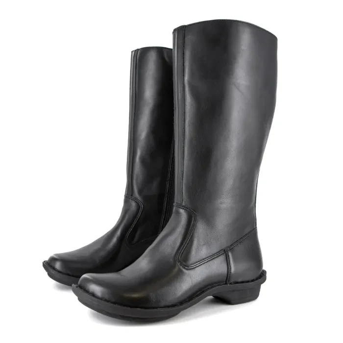 Vutha : Ladies Leather Mid-Calf Boot in Black