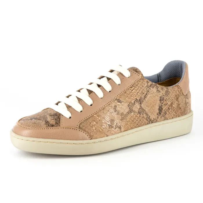 Isahluko : Ladies Leather Sneaker in Noisette & Timber