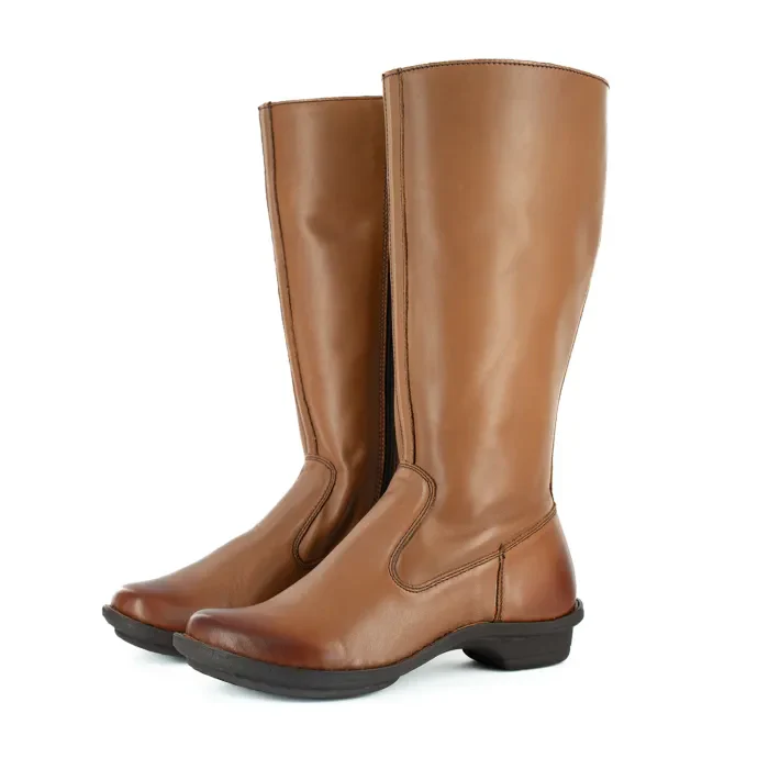 Vutha : Ladies Leather Mid-Calf Boot in Hazel