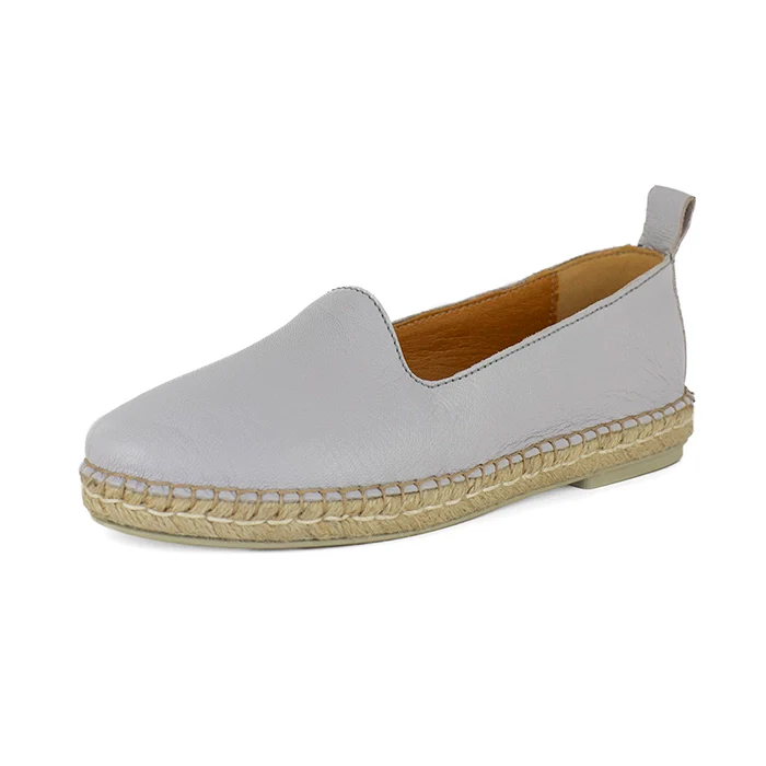 Indzima : Ladies Leather Espadrille Shoe in Grey Mist