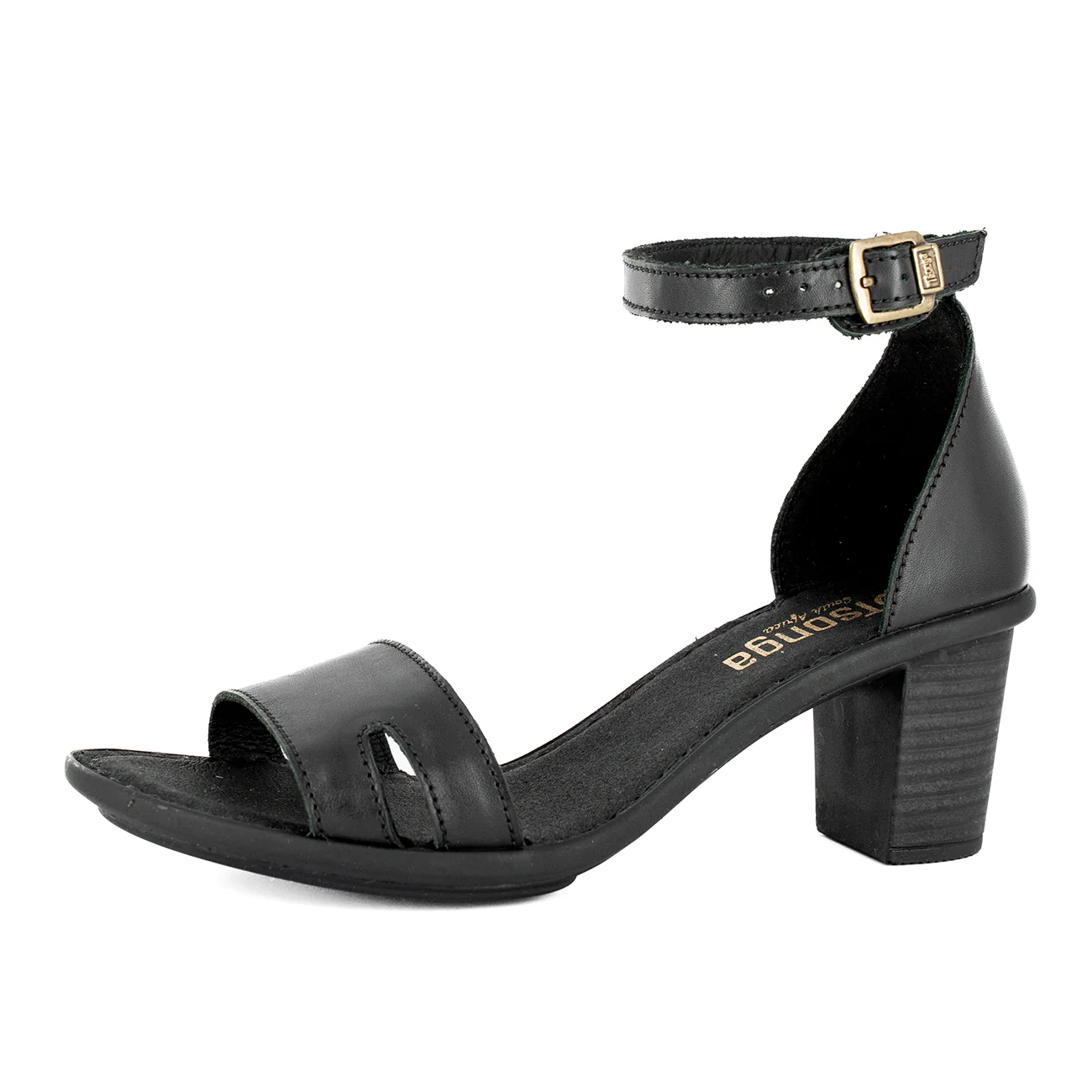 Ghardaia : Ladies High-Heeled Leather Sandal in Black