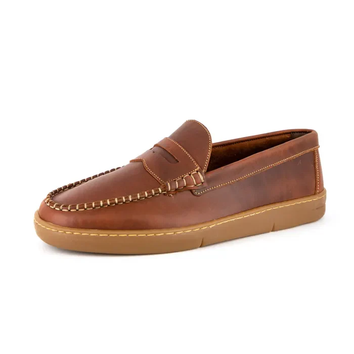 Othile : Men's Leather Moccasin in Light Brown Cyclone