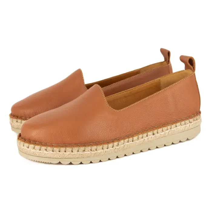 Banjul : Ladies Leather Espadrille in Oak