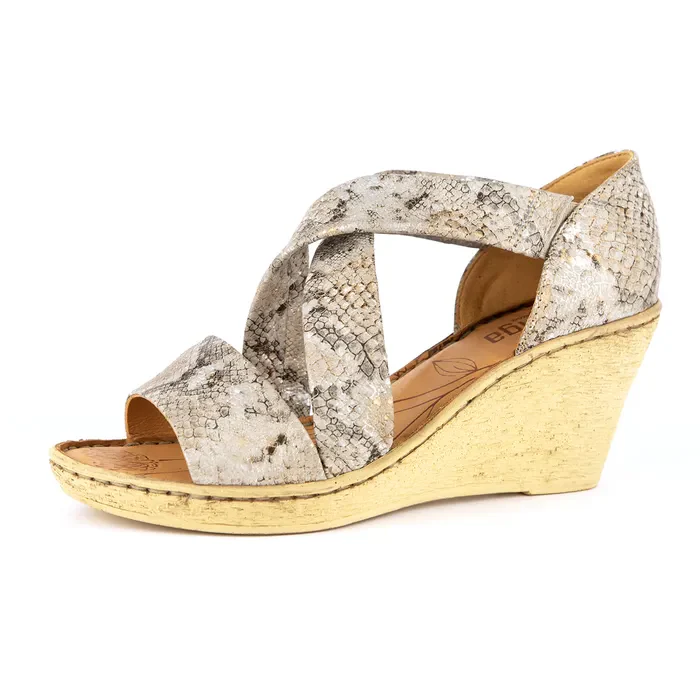 Lekuza : Ladies High-Heeled Leather Sandal in Opal