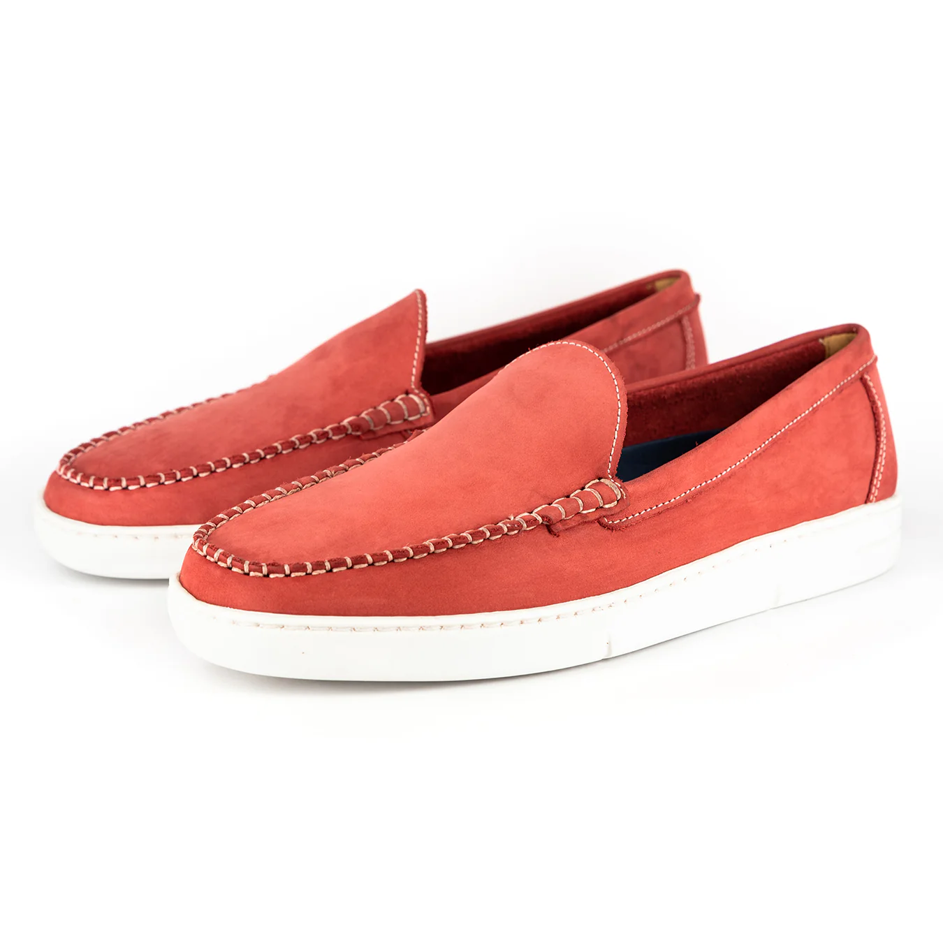 Ukusala : Men's Leather Moccasin in Red Dallas