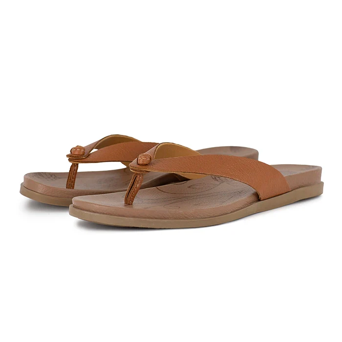 Chakane : Ladies Leather Sandal in Oak