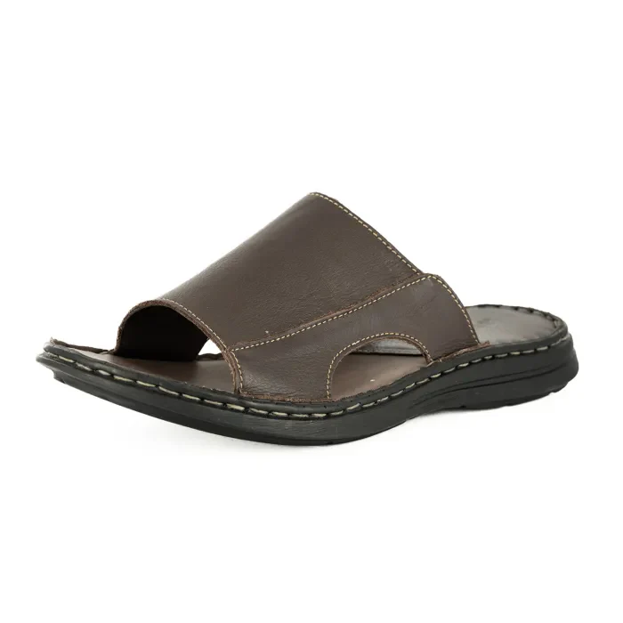 Juza : Mens Leather Sandal in Choc Natan