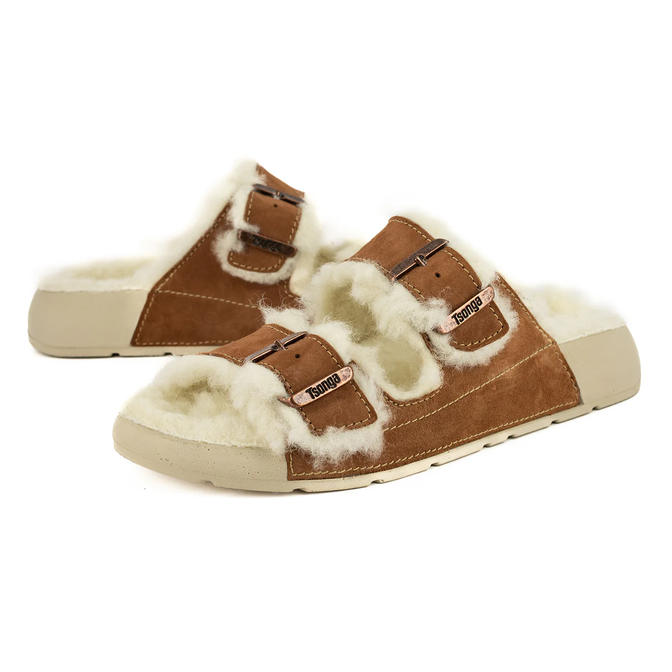 Abidjan : Ladies Leather Sandal with Wool Lining in Suede