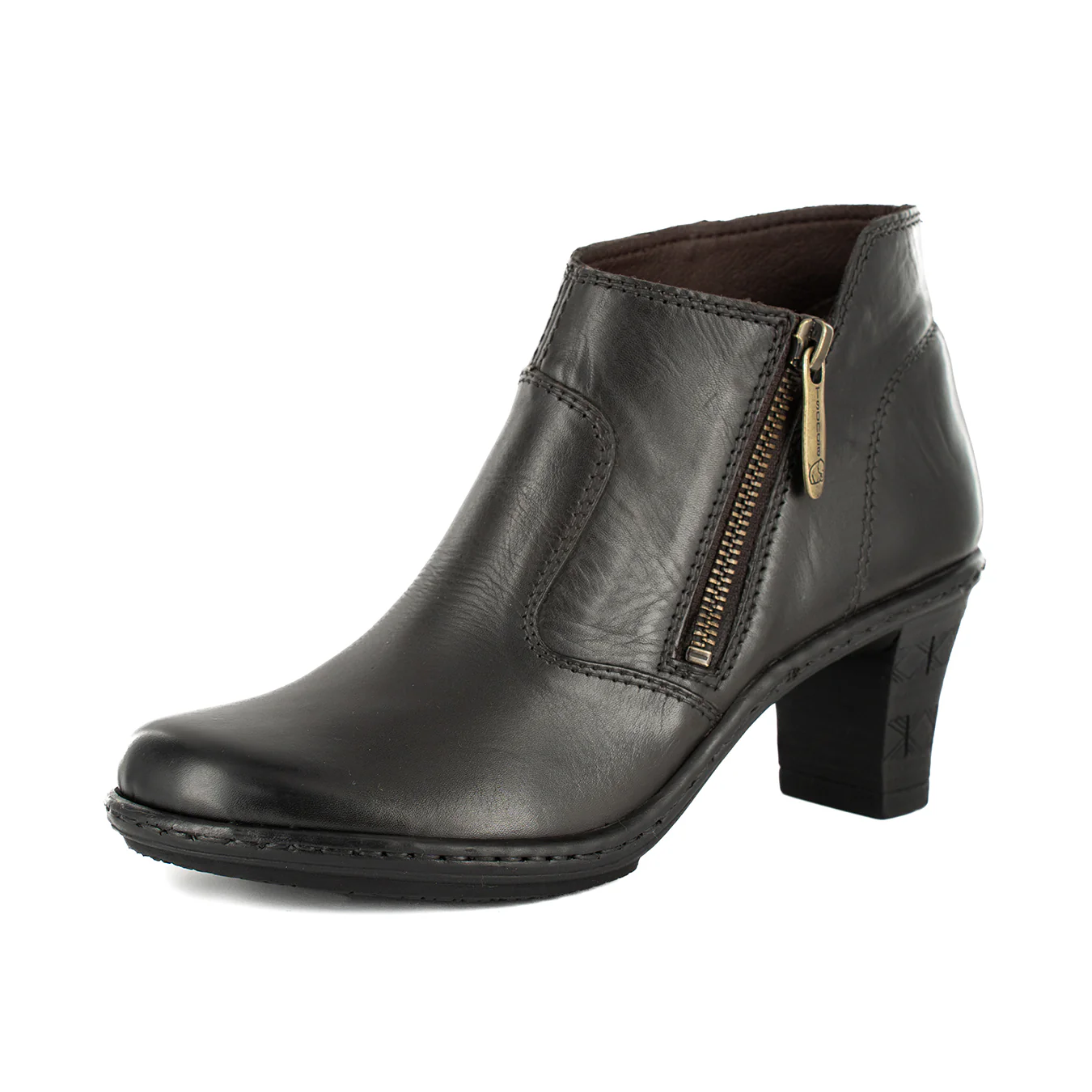 Zavala : Ladies Leather High-Heel Boot in Choc Relaxa