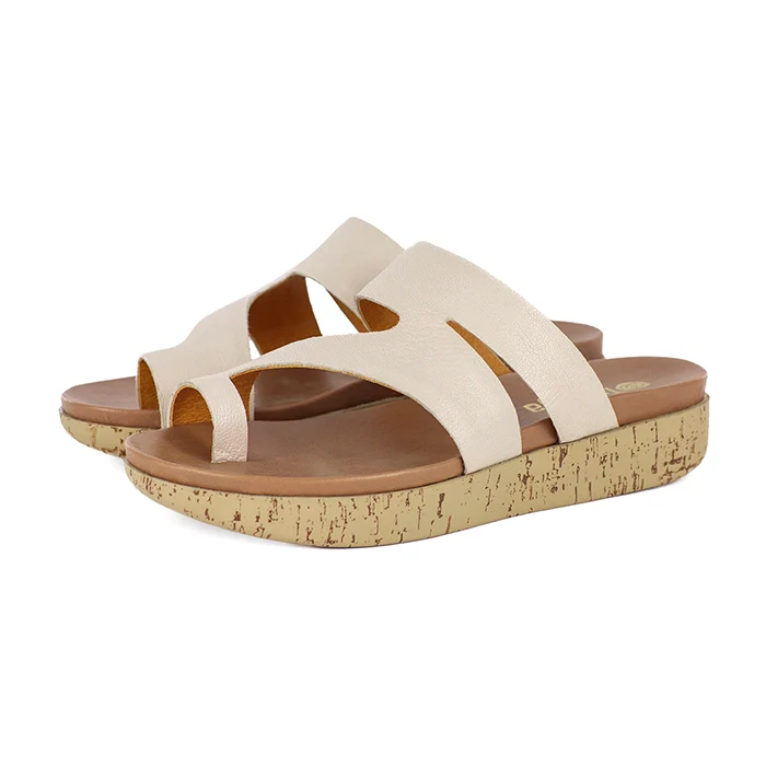 Zitinini : Ladies Leather Sandal in Cream