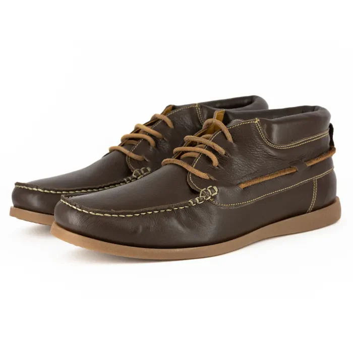 Nairobi : Mens Leather Boat Shoe in Choc Delta