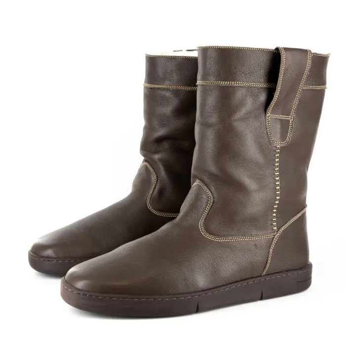 Kubanda : Men's Leather 100% Wool-Lined Boots in Choc Delta