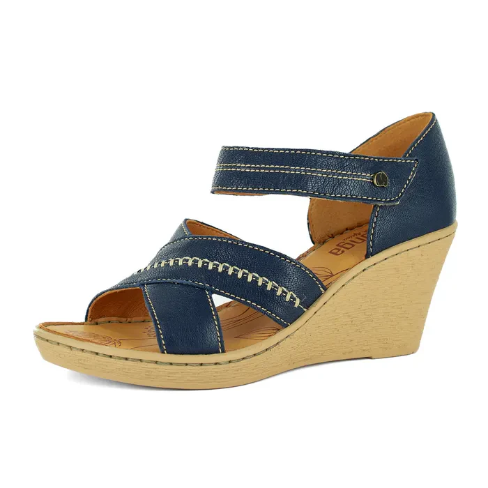 Tangier : Ladies Leather High-Heel Sandal in Marine