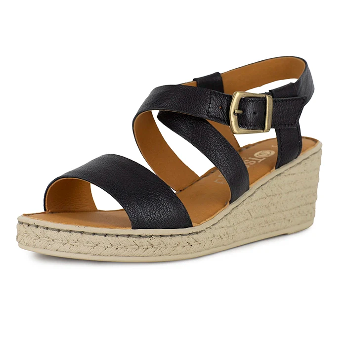 Mayibuye : Ladies Leather High-Heel Sandal in Black Cayak