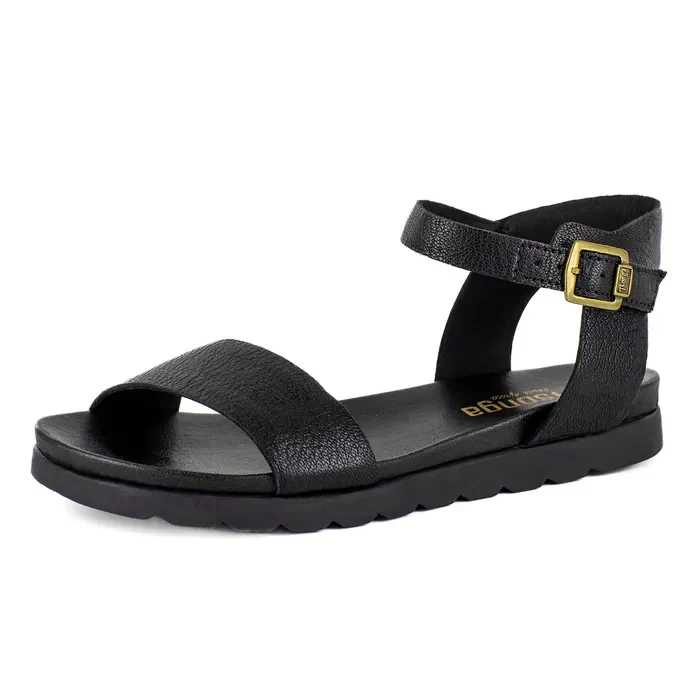 Dorkani : Ladies Leather Sandal in Black