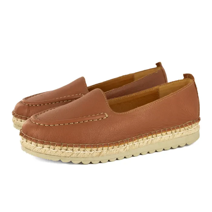 Dodoma : Ladies Leather Espadrille in Oak