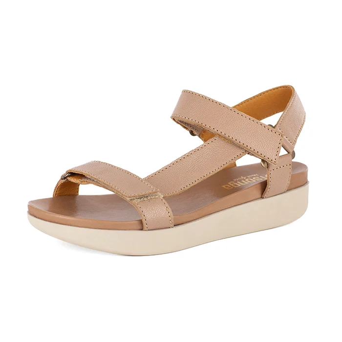 Jekete : Ladies Leather Sandal in Timber