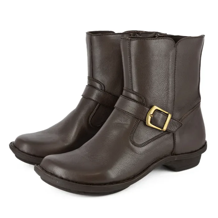 Shimoni : Ladies Leather Ankle Boot in Choc
