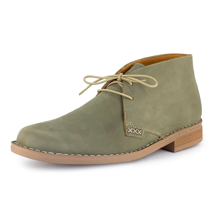 Ncenga : Mens Leather Desert Boot in Olive