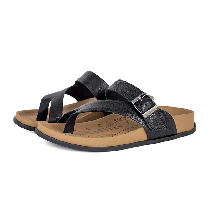 Nyamzane : Ladies Leather Sandal in Black