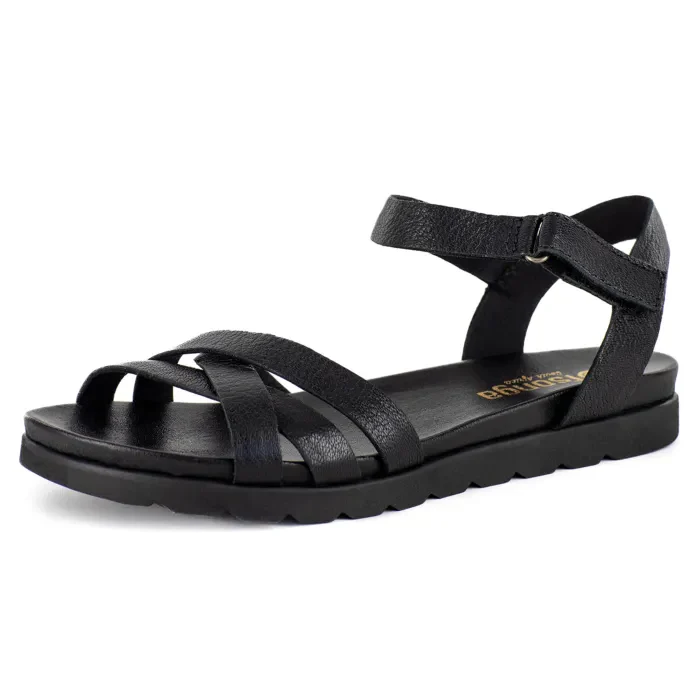 Zigoduka : Ladies Leather Sandal in Black