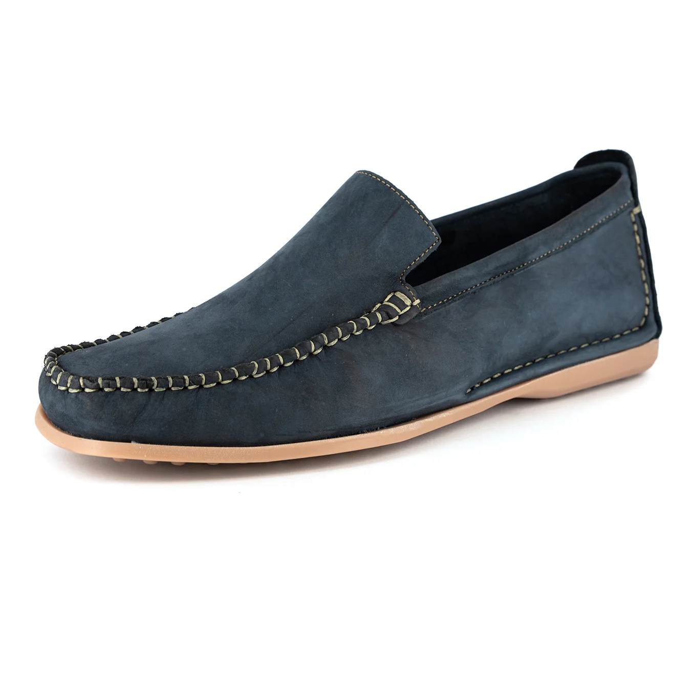 Insonga : Mens Leather Moccasin in Marine Nubuck