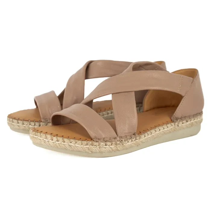 Ganandela : Ladies Leather Espadrille Sandal in Timber