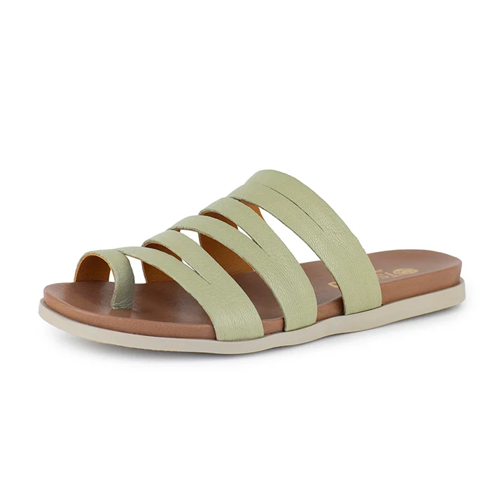 Abuye : Ladies Leather Sandal in Mint