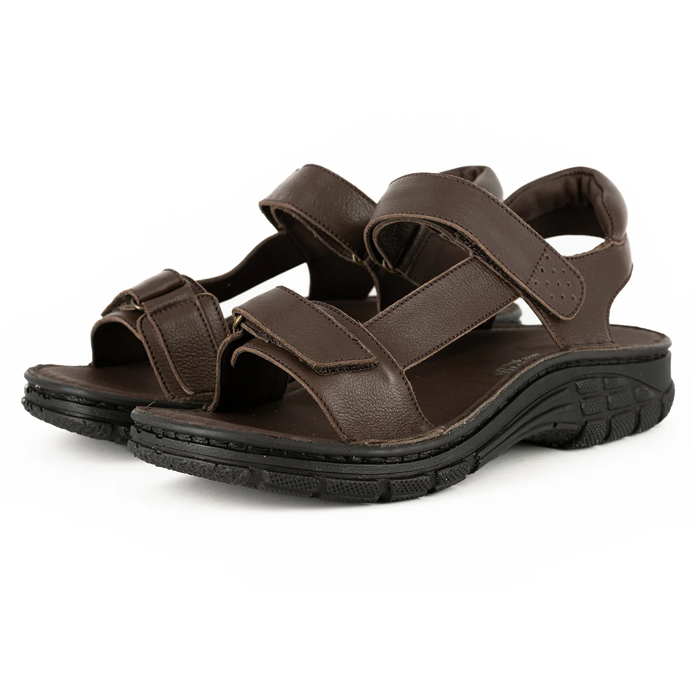 Toliara : Mens Leather Sandals in Choc Delta