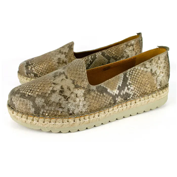Banjul : Ladies Leather Espadrille in Opal